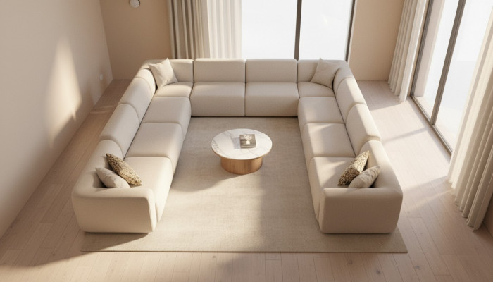 Bank U-vormige gestoffeerde bank woonkamer hoekbank modern design woonlandschap