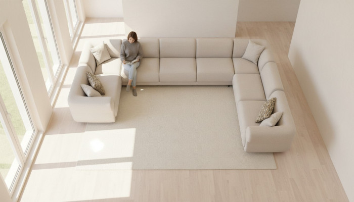 Bank U-vorm Woonkamer Luxe Woonlandschap Ontwerp Beklede Hoekbank Meubelen