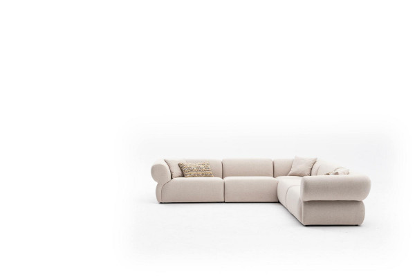 Hoekbank Beige Woonkamer Bank L-Vorm Modern Meubels Textiel