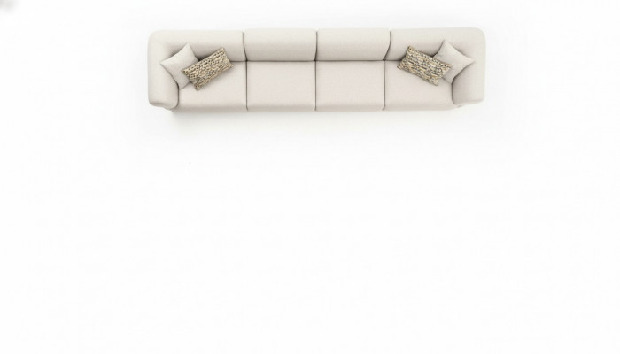 Grote aantrekkelijke 6-zits bank in eenvoudig ontwerp van premium materialen in beige.