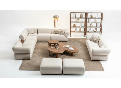 Sofaset woonkamer Sofa Set L-vorm 3-zitsbank Poef Set Modern Design