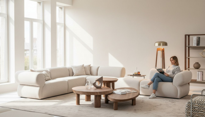 Gezellige hoekbank L-vorm Beige gestoffeerde bank woonlandschap bankstel Nieuw