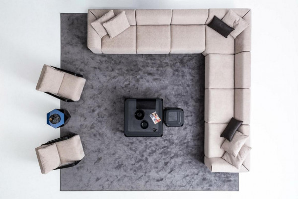 Luxe bankstel-set zitgroep woonlandschap L-vorm bank fauteuil textiel Nieuw