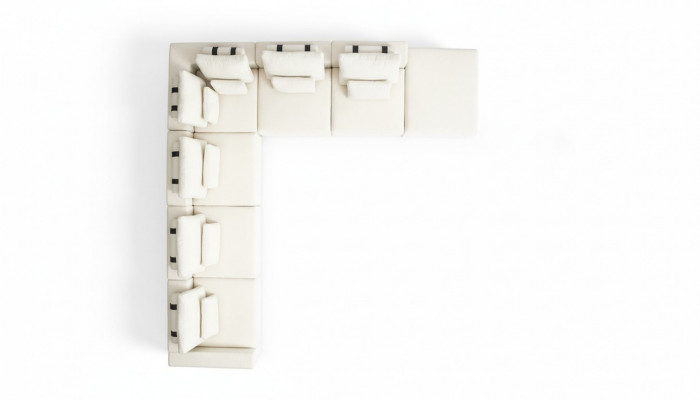 Witte woonlandschap woonkamer L-vorm bank stoffering designer meubelen stijl