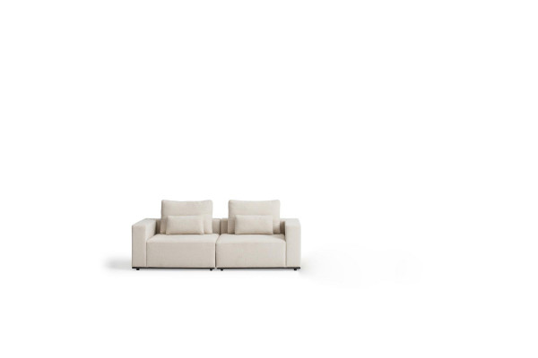 Witte gestoffeerde bank Moderne bank Driezits Textiel meubilair Houten frame Nieuw