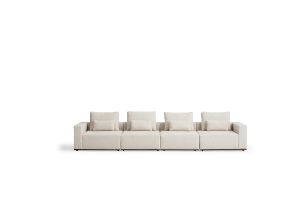 Witte zespersoons luxe textielbankstellen Moderne zithoek