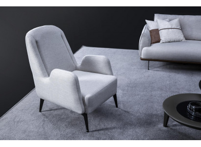 Ontwerper Grijze Fauteuil Luxe 1-Zits Beklede Fauteuil Textiel Beklede Fauteuil