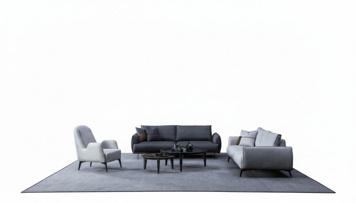 Bankstel Driezitter Fauteuil Set Design Modern Stoffen Bank