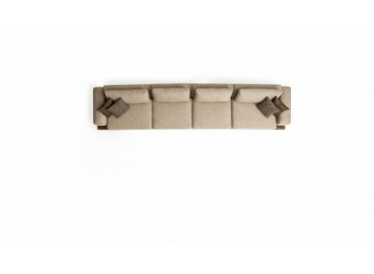 Grote Beige Bankstel Zespersoons Designer Zithoek Textiel