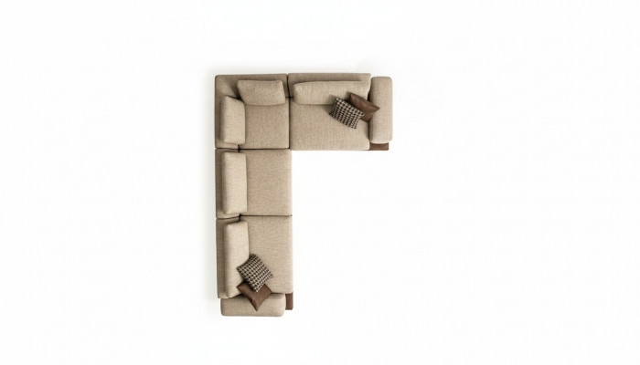 Beige hoekbank gestoffeerde hoekbank L-vormige bank Moderne woonlandschap Bank