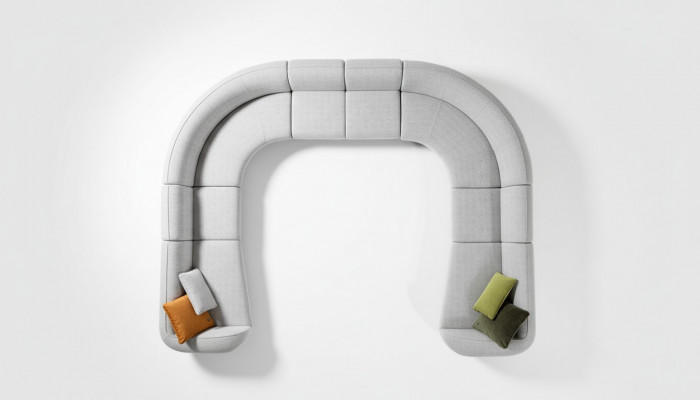 Villa bank hoekbank L-vorm design gestoffeerde bank stijl textiel woonlandschap grijs