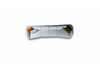 Grijze zespersoons woonkamer bank gestoffeerde sofa luxe designmeubels