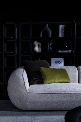 Grijze bankstel, driezitter fauteuil set, gestoffeerde meubels, luxe design.