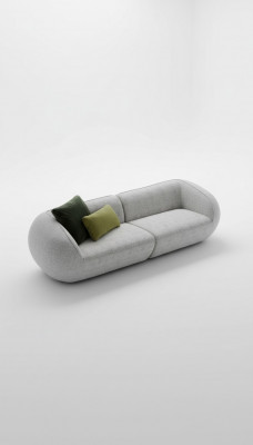 Grijze bankstel, driezitter fauteuil set, gestoffeerde meubels, luxe design.