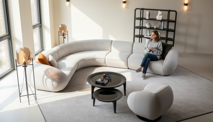 Grijze hoekbank woonkamer gestoffeerde bank luxe hoekbankgroep bank