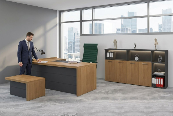 Werkkamer set bureau kasten salontafel kantoorinrichting