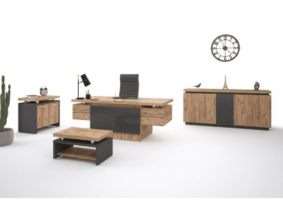 Luxe kantoorset, thuiskantoormeubels, bureaus, kast 4-delig.