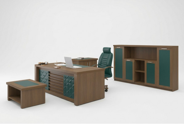 Bruine kantoorinrichting Luxe kantoormeubelen Bureau Designmeubels 4-delig
