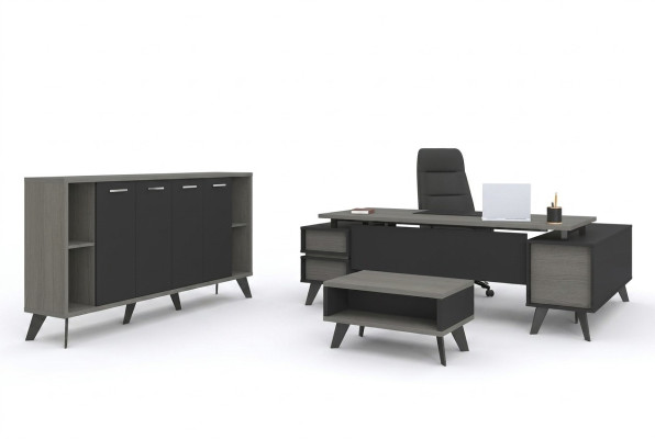Werkkamer kantoor meubels bureau salontafel archiefkast 3-delige set