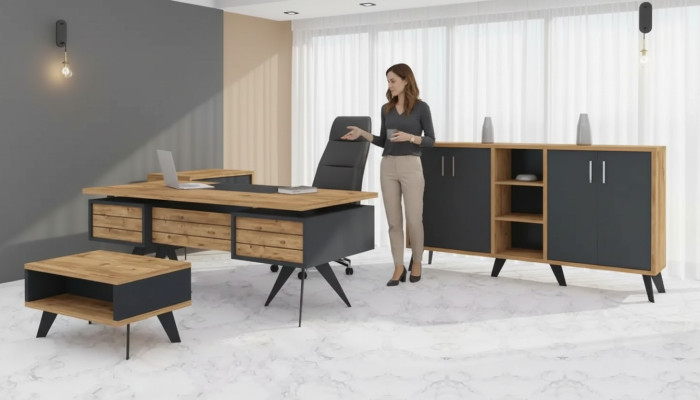 Grote kantoorset bureaumeubelen bureau ladekast tafel