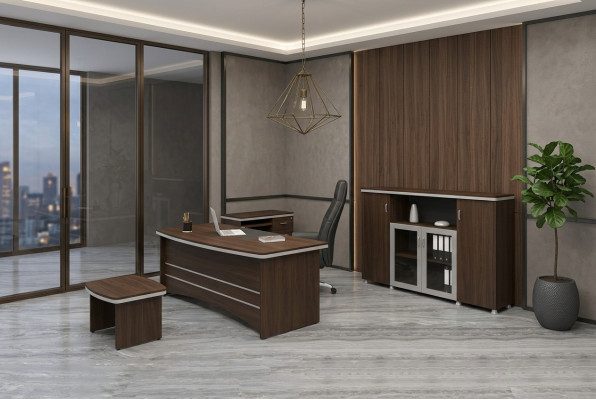 Modern kantoorset bureau kast bijzettafels Compleet 4-delig.