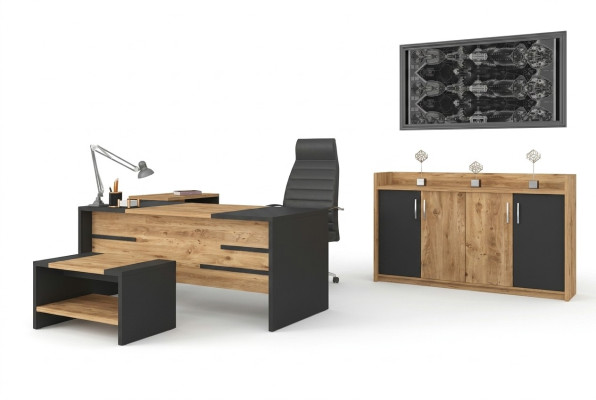Kantoormeubel set Kantoormeubel Bureau Kast Stijl Modern Nieuw 4 delig.