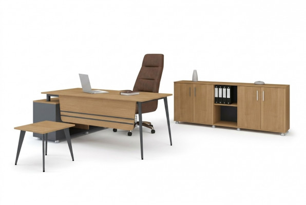 Werkkamerset Nieuwe salontafel Modern design Hoekbureau 3 delig