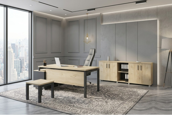 Luxe kantoorset Moderne houten meubelen Hoekbureau Kast Salontafel