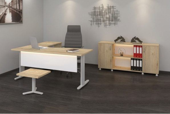 Hoekbureau Kantoor Werkkamer Modern Compleet Set Meubels 3-delig