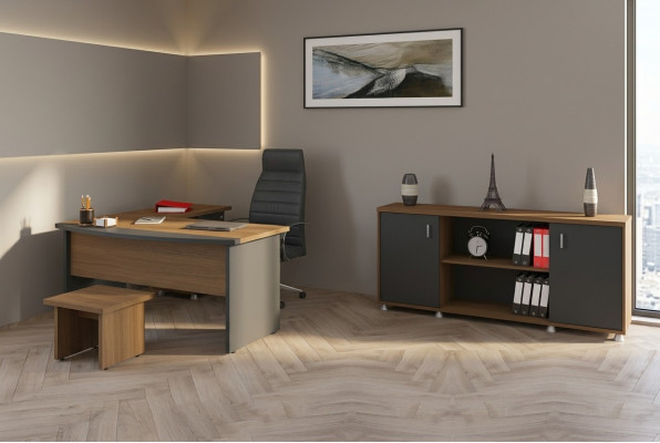Klassiek houten kantoormeubel set hoekbureau werkkamer meubilair