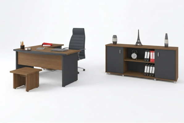 Klassiek houten kantoormeubel set hoekbureau werkkamer meubilair