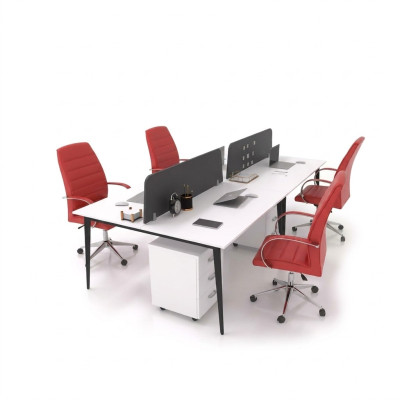 Grote witte werktafel bureauset moderne kantoorinrichting.