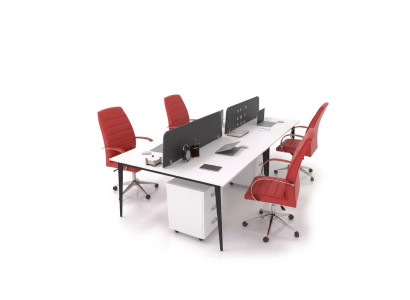 Grote witte werktafel bureauset moderne kantoorinrichting.