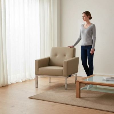 Stoel Kantoor meubilair Kantoor Beige Zit Hout Meubels Gestoffeerde stoel