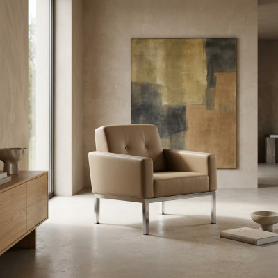 Stoel Kantoor meubilair Kantoor Beige Zit Hout Meubels Gestoffeerde stoel