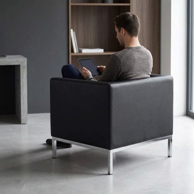 Fauteuil Kantoor Thuiswerkplek Meubels Textiel Nieuw Zwart Zitting Luxe Meubels