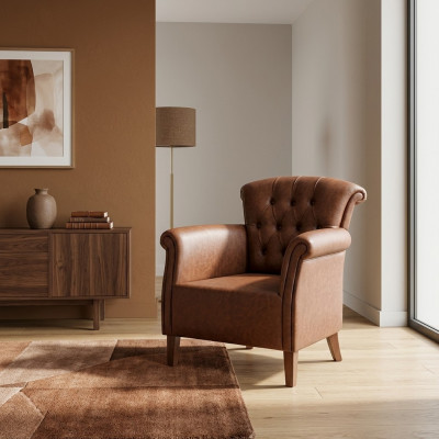 Ontwerper fauteuil bruin Luxe Chesterfield meubels Luxe kantoor directiestoel