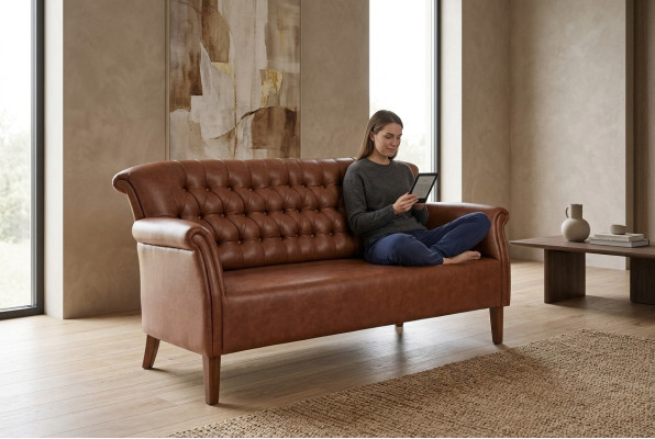 Luxe driezits Chesterfield bank bruin Moderne bankstellen