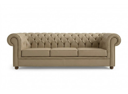 Beige Chesterfield driezitter kantoormeubel sofa gestoffeerde luxueuze meubels