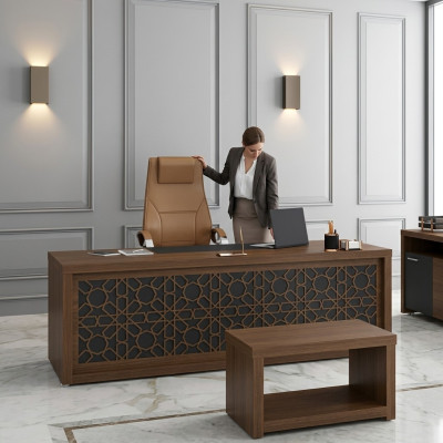 Klassiek bureau voor thuiskantoor, houten meubels, kantoor 220x90cm