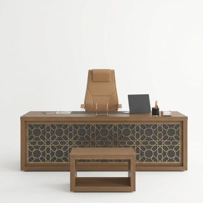 Klassiek bureau voor thuiskantoor, houten meubels, kantoor 220x90cm