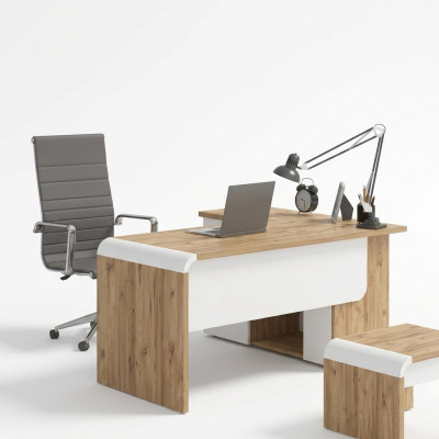 Bruine hoekbureau kantoormeubilair Design bureau Directeursbureau
