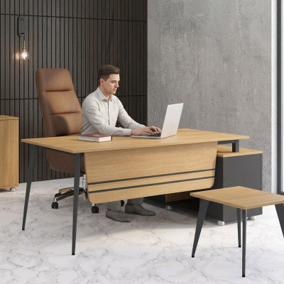 Bureautafel werkkamer kantoormeubilair hoekbureau meubeldesign hout