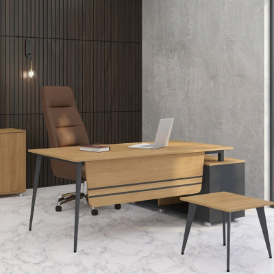 Bureautafel werkkamer kantoormeubilair hoekbureau meubeldesign hout