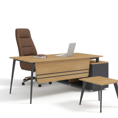 Bureautafel werkkamer kantoormeubilair hoekbureau meubeldesign hout