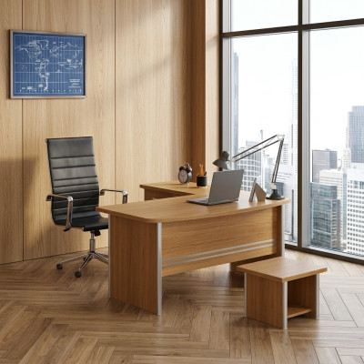 Lichtbruin hoekbureau Kantoor meubels Luxe Kantoorinrichting Design