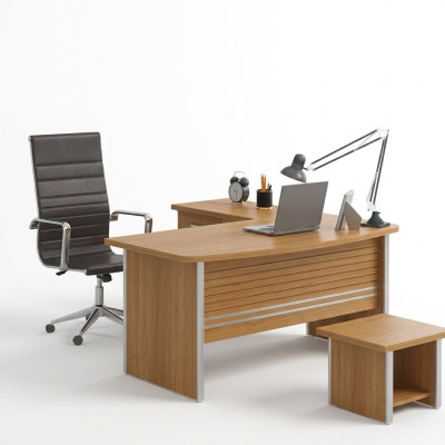 Lichtbruin hoekbureau Kantoor meubels Luxe Kantoorinrichting Design