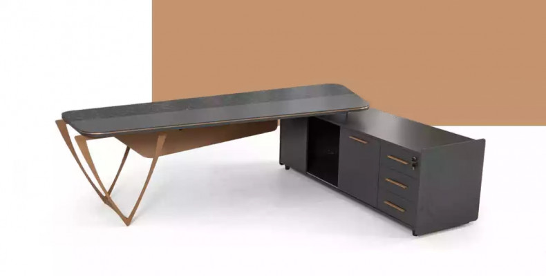 Ontwerpbureau kantoorinrichting Luxe klasse hoekbureau 3-delig