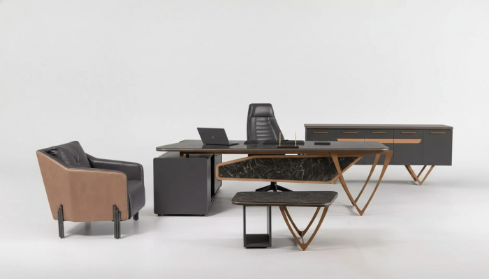 Ontwerpbureau kantoorinrichting Luxe klasse hoekbureau 3-delig