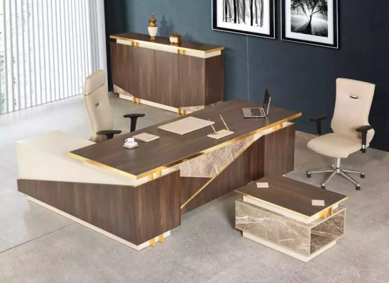 Hoekschrijftafel Luxe roestvrijstalen meubels Kantoor Bureau Nieuw